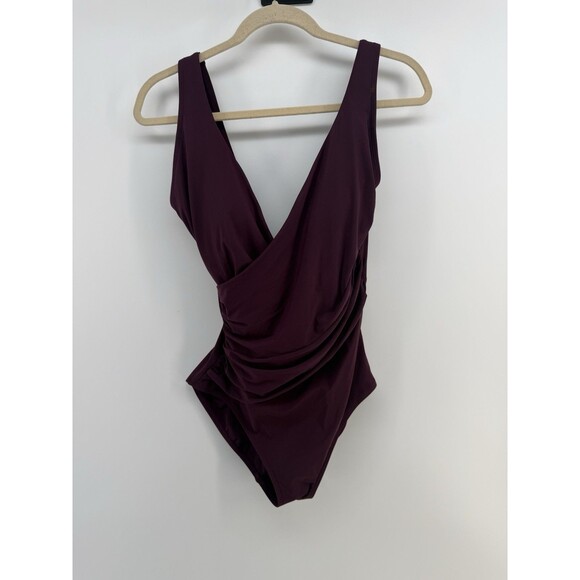 L.L.Bean Cross Front One Piece Swimsuit Size 12 purple - Picture 2 of 12